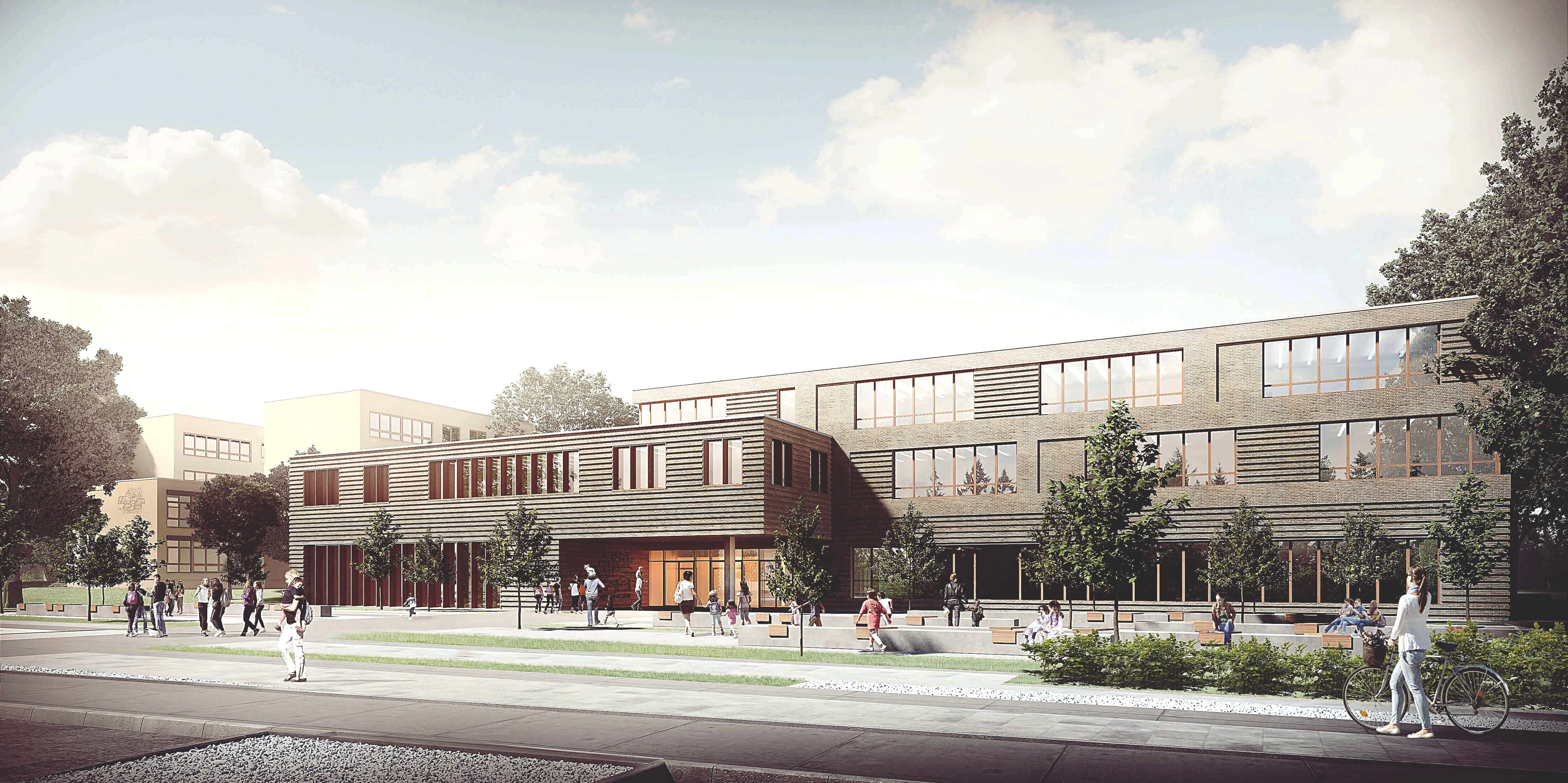 Public plaza with people